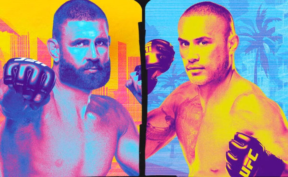 Pôster do UFC 327 com Jiri Prochazka e Carlos Ulberg na luta principal