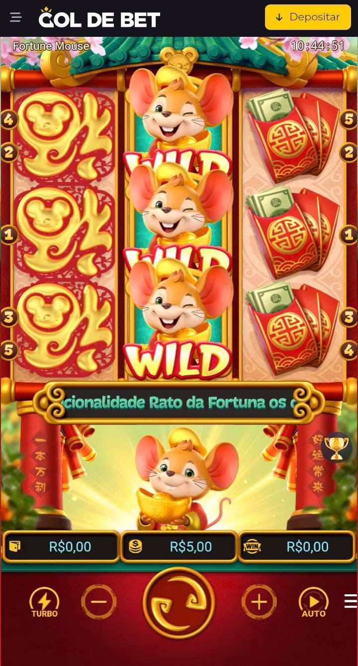 Símbolos do rato, wild e envelope de dinheiro na grade 3x3 do jogo Fortune Mouse na Gol de Bet
