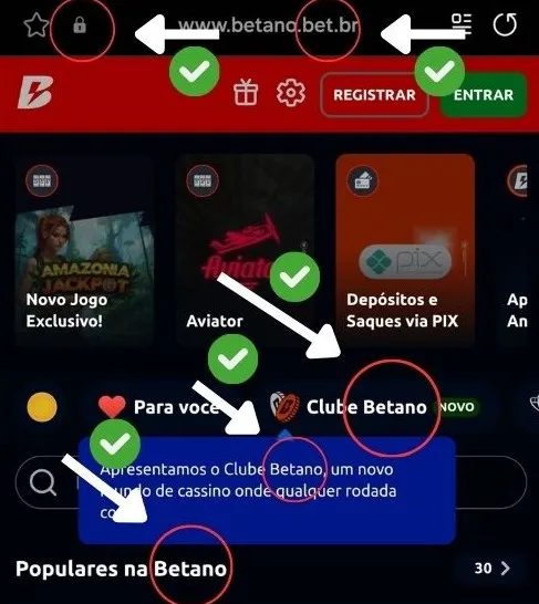 Sinais de segurança em apps de cassino como nome da plataforma e domínio .bet.br.