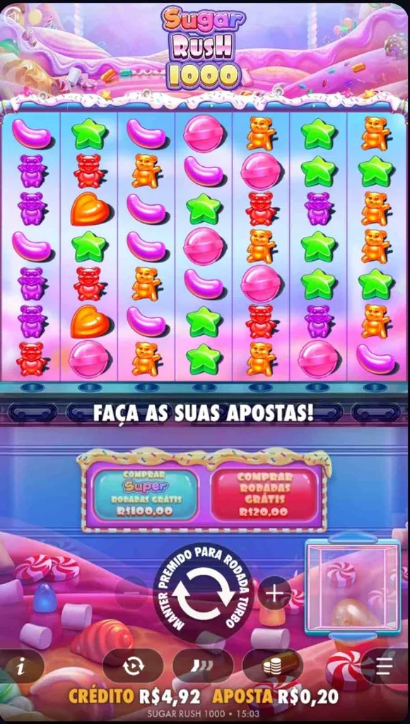 Sugar Rush 1000 com aposta definida de R$0,20
