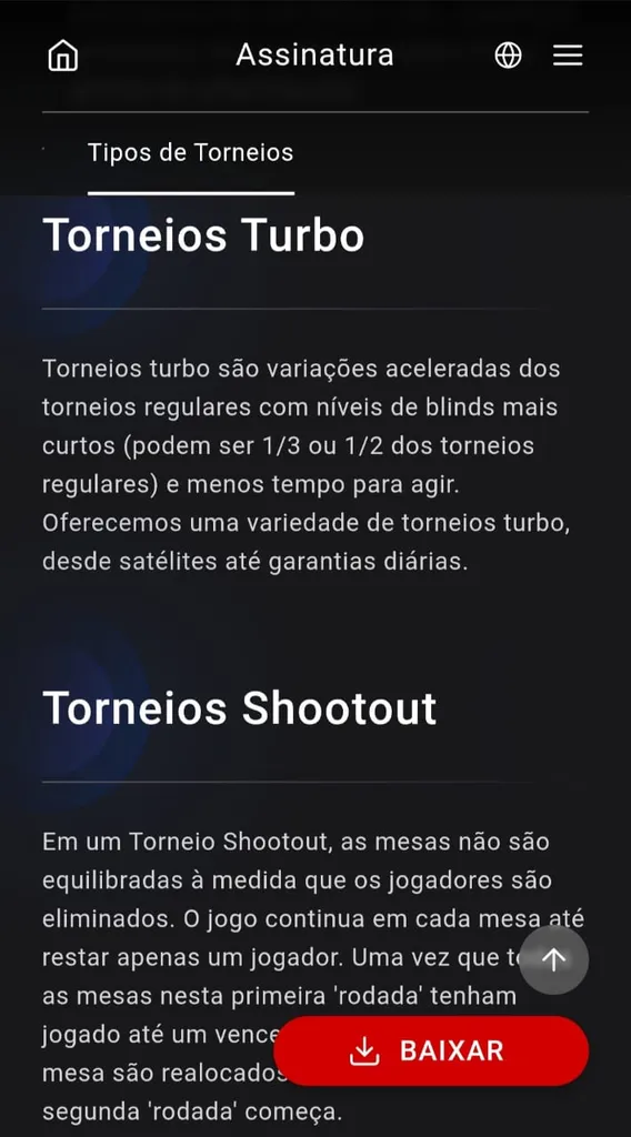 Torneios Turbo e Shoo out na GGpoker com botão para baixar o app.