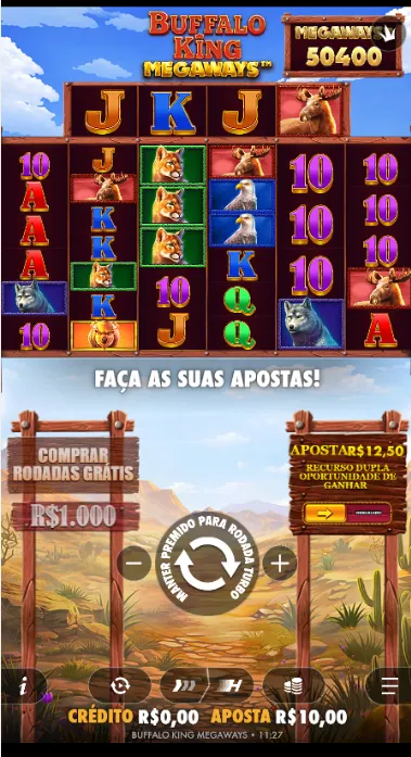 Slot Buffalo King Megaways com até 50400 combinações de ganhos na rodada