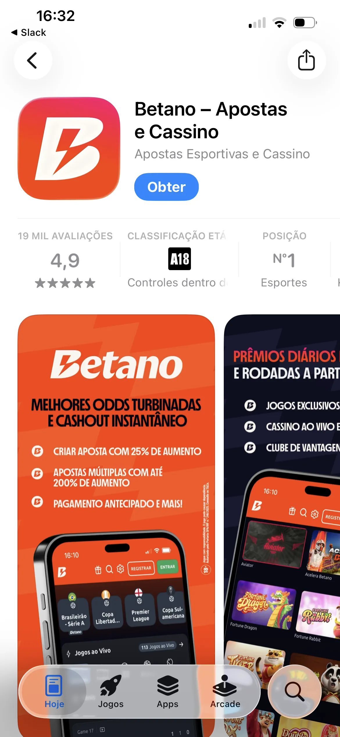 Betano app na Apple Store com nota 4,9