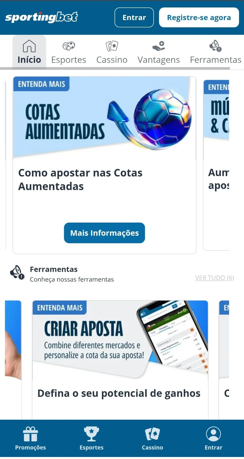Printe da página de ofertas da Sportingbet.