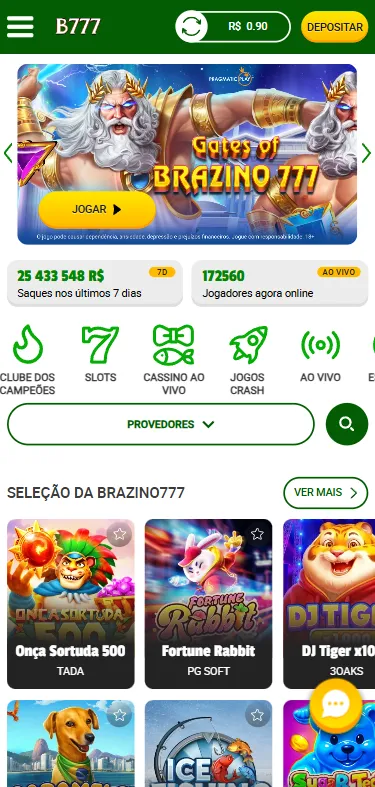Cassino Brazino777 com destaque para o jogo exclusivo Gates of Brazino777
