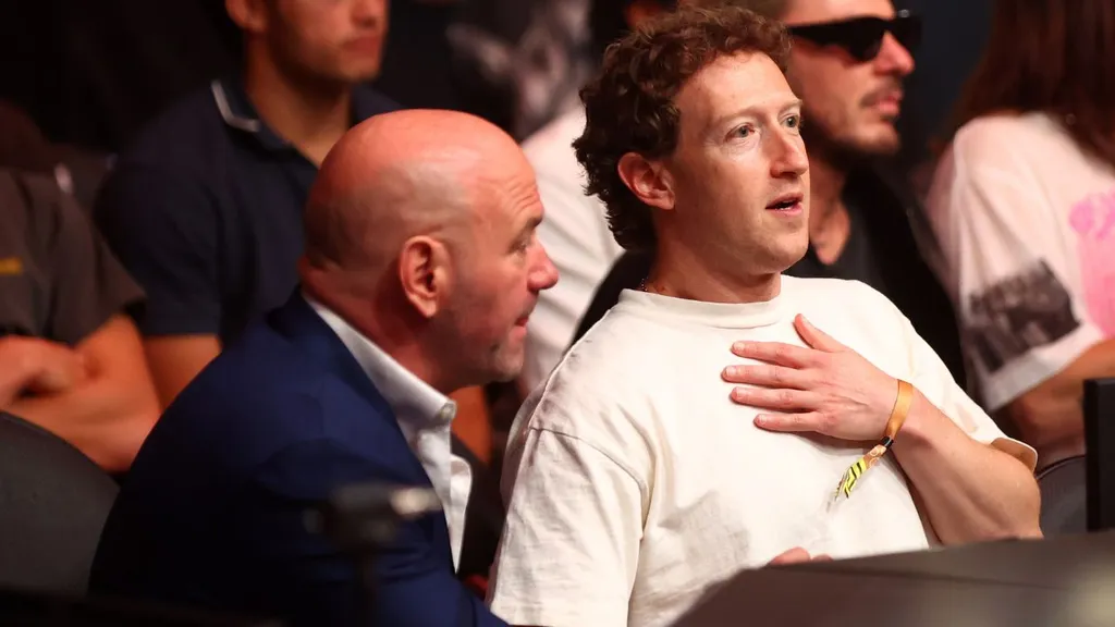 Dana White e Mark Zuckerberg assistindo o UFC. Foto: Icon sport