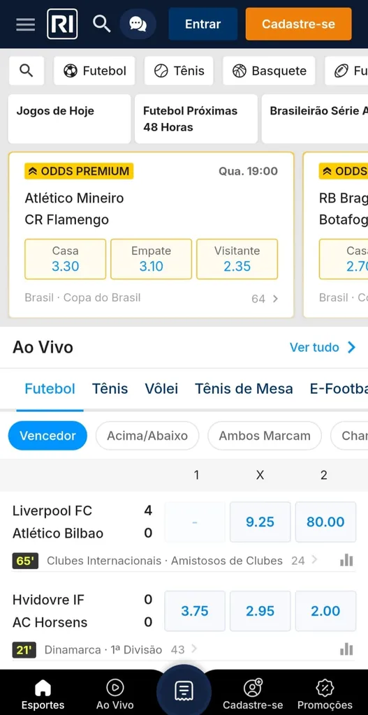 Odds Premium do evento Atlético Mineiro vc CR Flamengo na Rivalo mais lista de jogos de futebol ao vivo