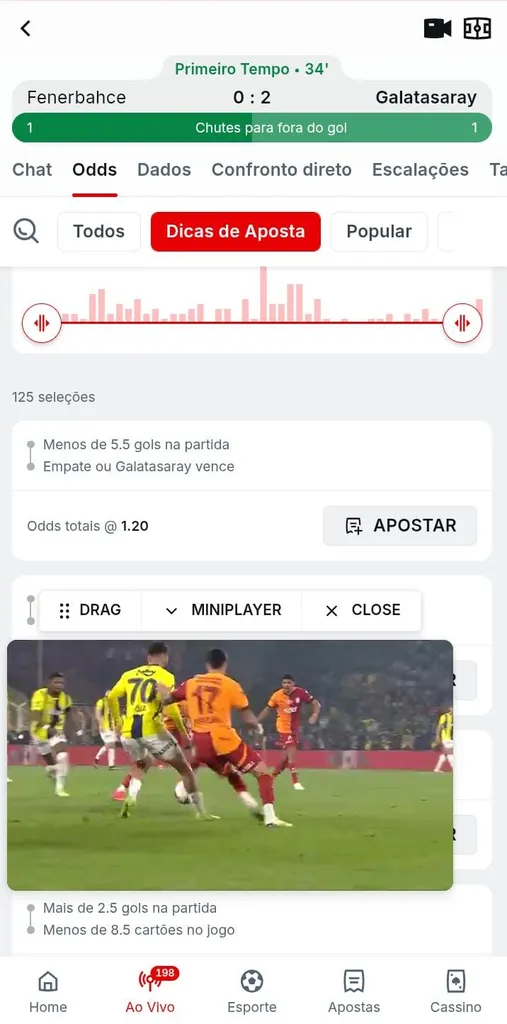 Jogo transmitido ao vivo pela Superbet com dicas de apostas em tempo real.