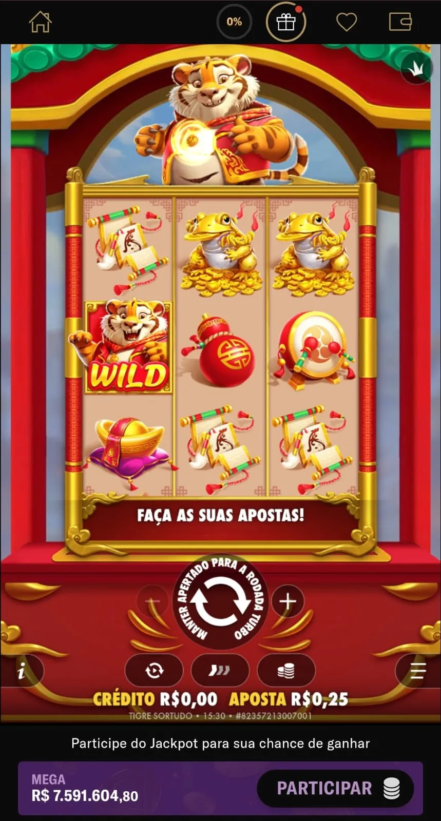 Tigre Sortudo na BetMGM com apostas a partir de R$ 0,25 e jackpot.