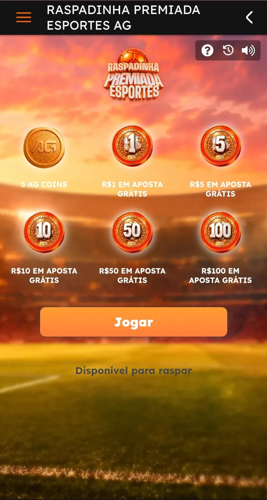 Raspadinha diária da Aposta Ganha com prêmios de até R$ 100 e Aposta Grátis