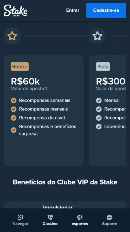 Clube VIP da Stake com níveis bronze e prata e os benefícios de cada um.