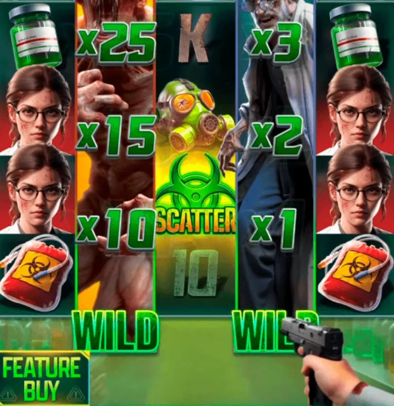 Diferentes multiplicadores e figuras de personagens do jogo Zombie Outbreak