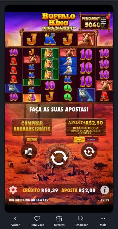 Tela inicial do Buffalo King Megaways