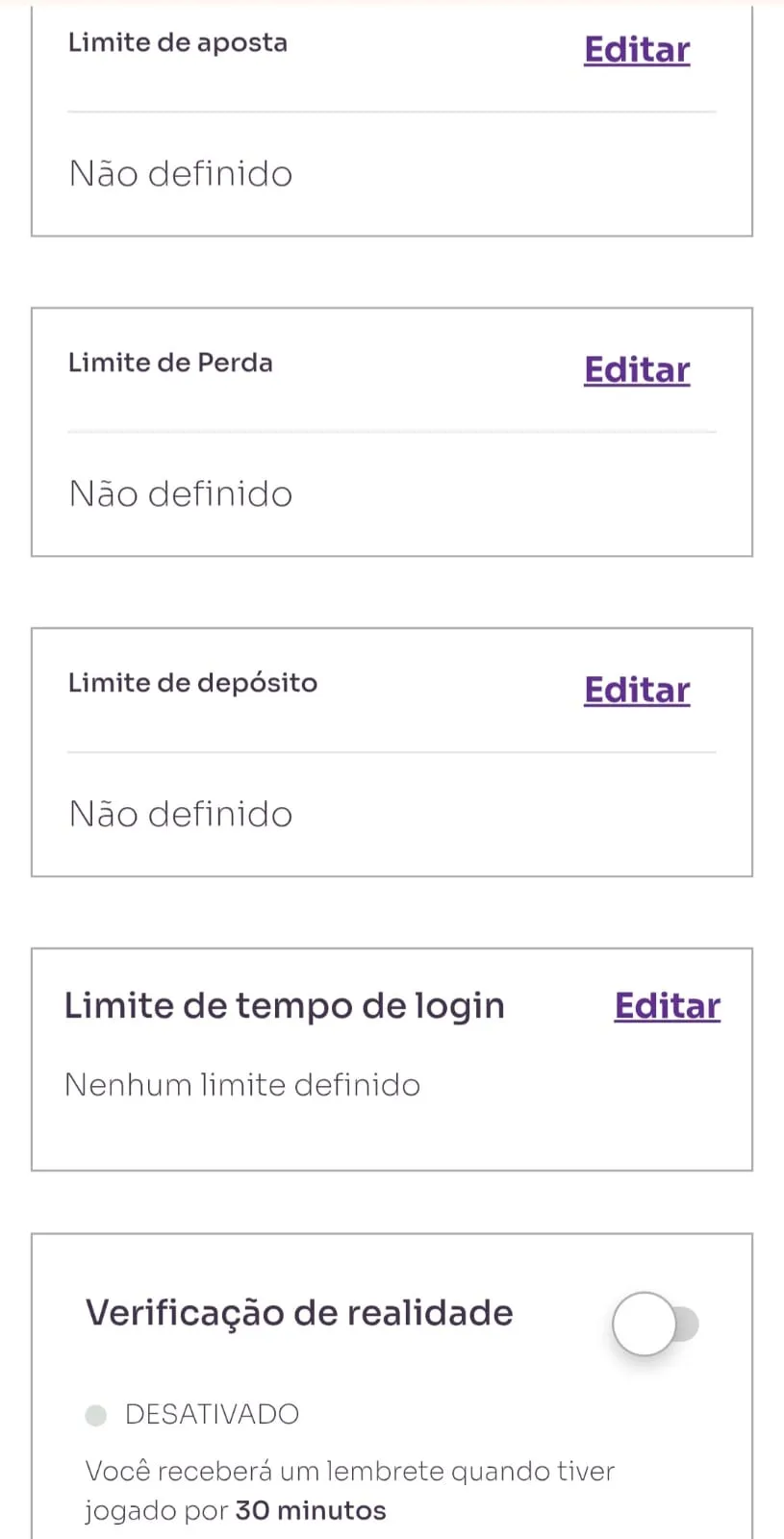 Opções de limites de jogo responsável da Sorte Online, incluindo limites de apostas, perdas e depósito