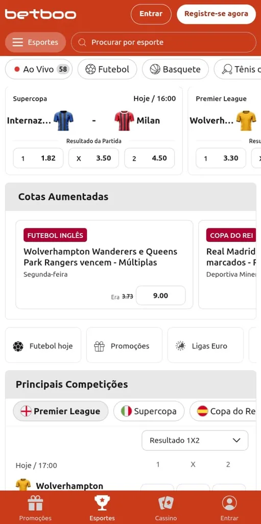 Captura de tela da plataforma bet Betboo
