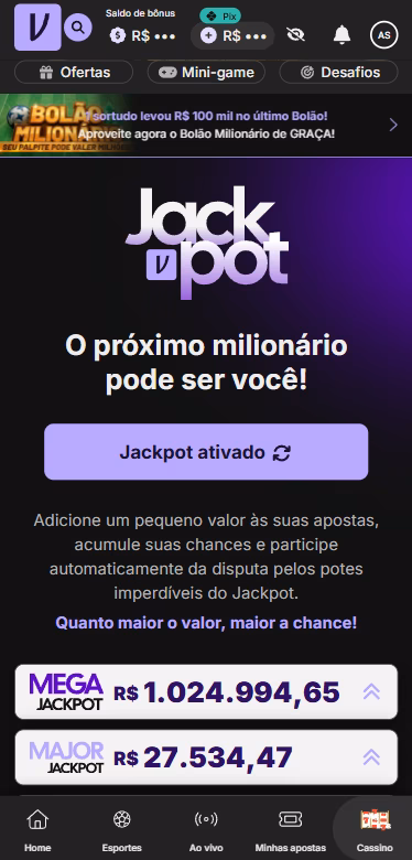 Promoção de Jackpot Milionário na Vupi com participação ativada