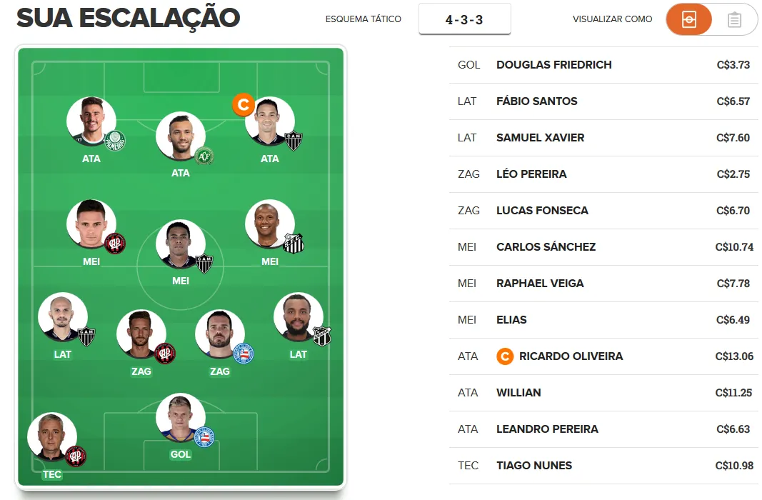 Time de bons e baratos para a 29ª rodada do Cartola FC 2018.