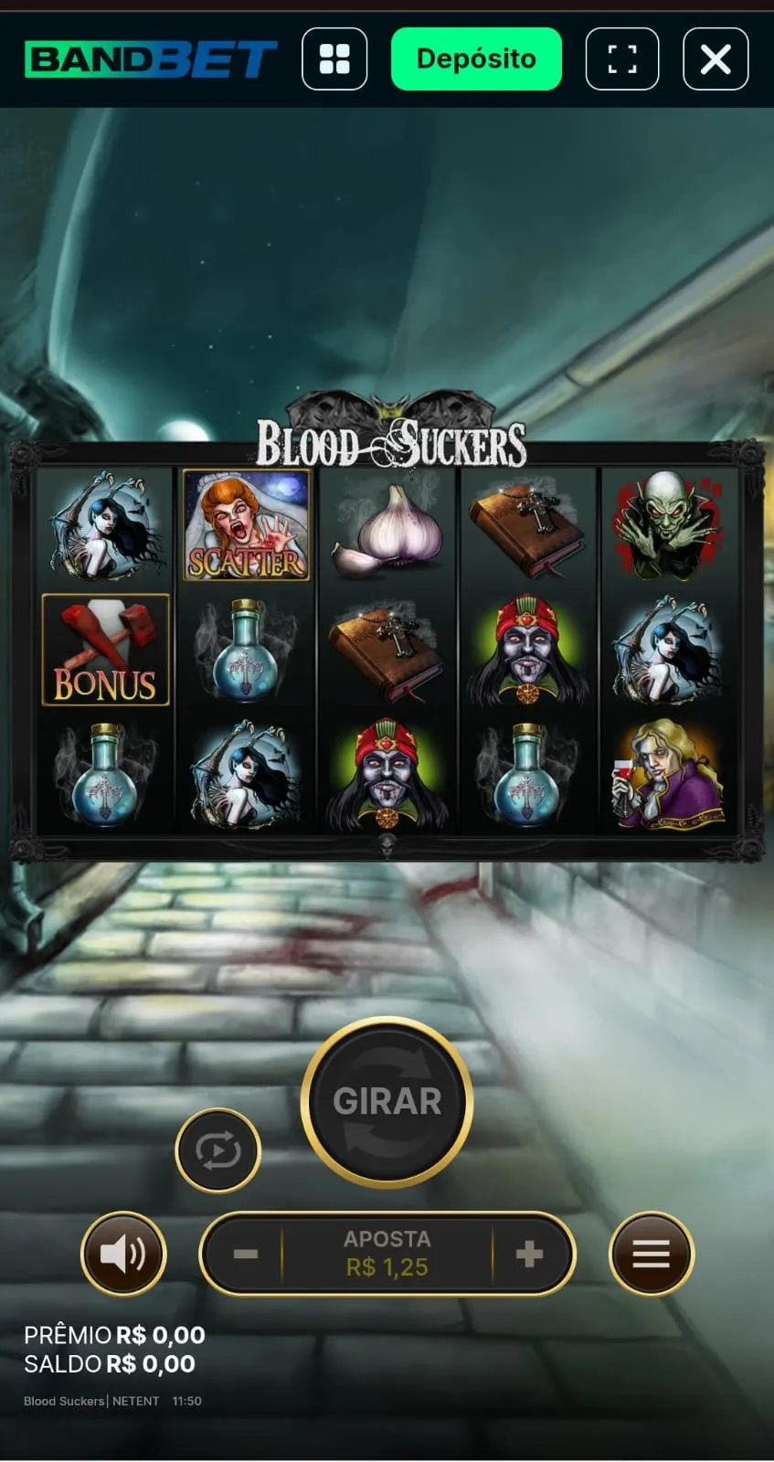 Panel com 15 símbolos do slot Blood Suckers da NetEnt