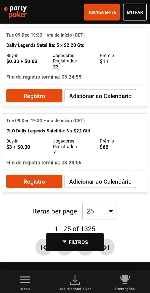 Torneios de poker online satellite diários na partypoker.