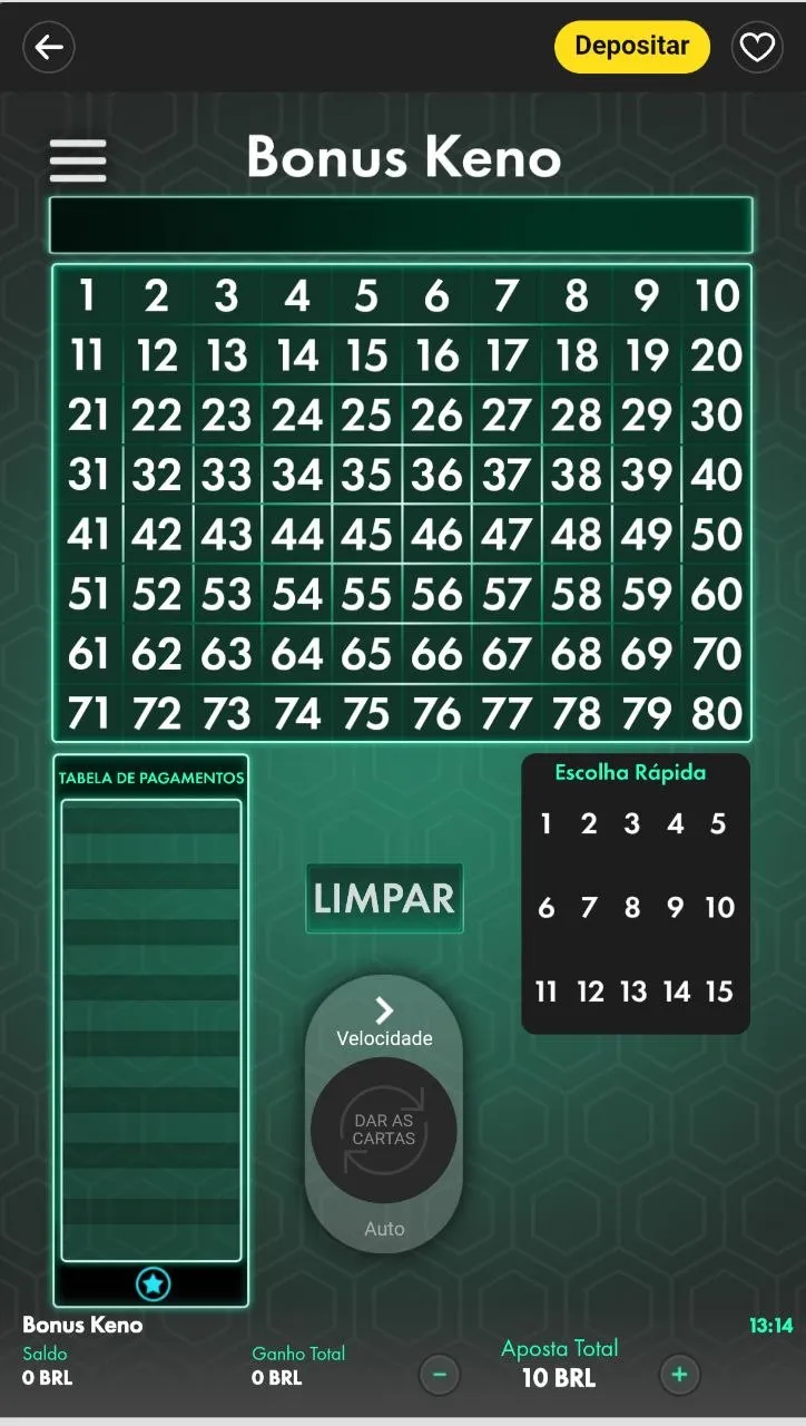 Jogo Bonus Keno na bet365 com aposta de R$10