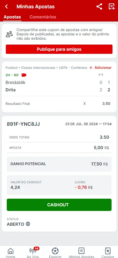 Cash Out da Superbet