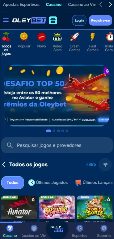 Cassino Oleybet com destaque para o Desafio Top 50