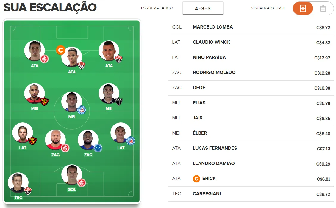 Time de bons e baratos para a 32ª rodada do Cartola FC 2018.