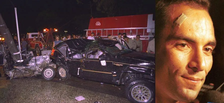 Cena da tragédia automobilística envolvendo o ex-jogador Edmundo.