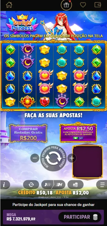 Starlight Princess na BetMGM com aposta de R$ 2