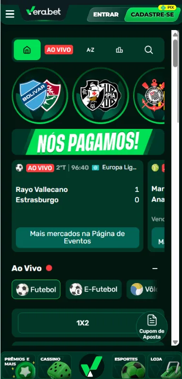 Verabet com destaque para partidas de futebol ao vivo como Rayo Vallecano x Estrasburgo