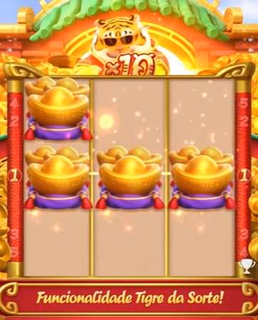 Funcionalidade tigre da sorte do Fortune Tiger, com objeto dourado alinhado no grade central e multiplicador de 10x