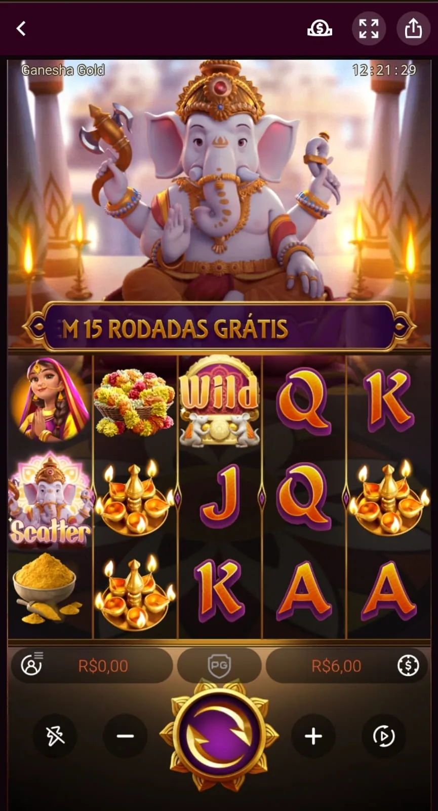 Print da tela inicial do slot Ganesha Gold