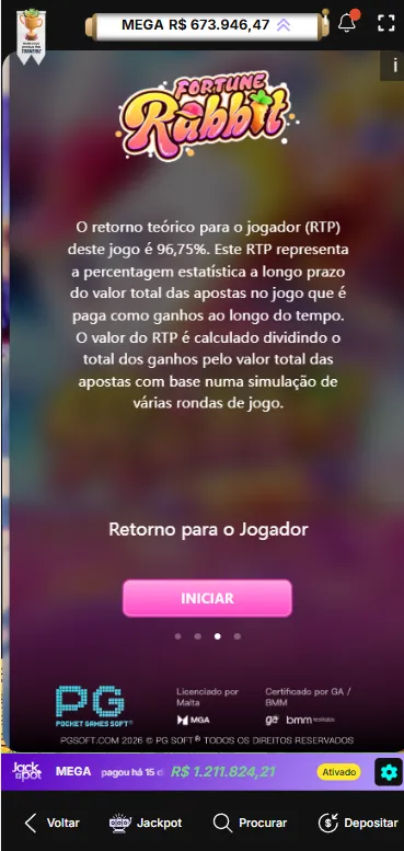 Informações de RTP na página de carregamento do Fortune Rabbit na Vupi