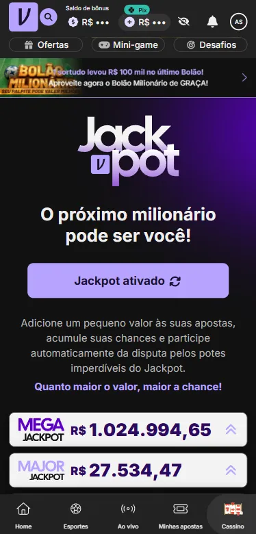 Promoção de Jackpot Milionário na Vupi com participação ativada