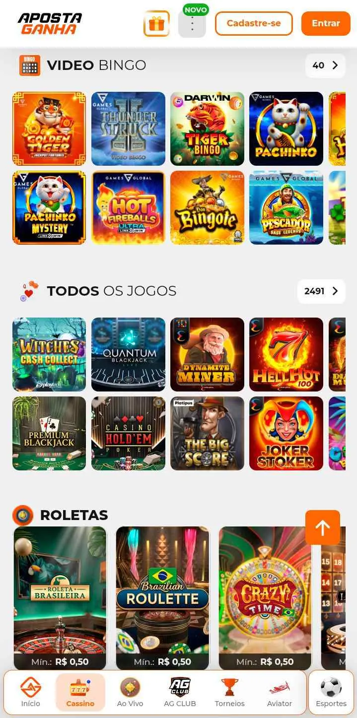 Seleção jogos de bingo, todos os jogos e roletas da Aposta Ganha