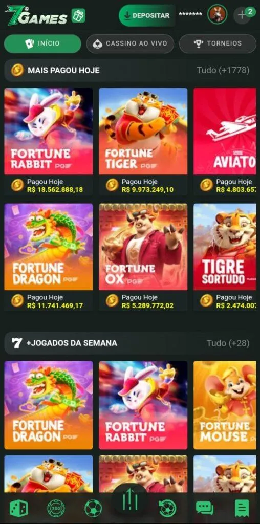 Tela de Games da 7Games.BET