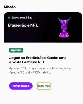 Promoção Brasileirão e NFL na Pitaco com R$ 20 em aposta grátis