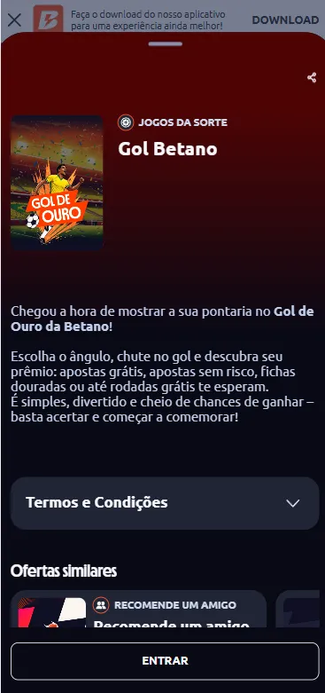 Gol de Ouro de Betano com chances de prêmios diários