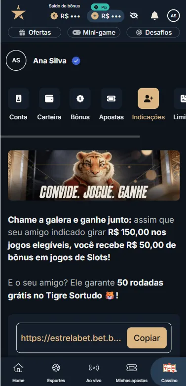 Promoção Convide, Jogue, Ganhe da Estrela Beta com bônus de R$50 para cada indicado para a plataforma.