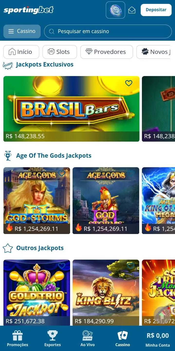 Jackpots da Sportingbet, incluindo o exclusivo Brasil Bars, Age of the Gods e outros Jackpots
