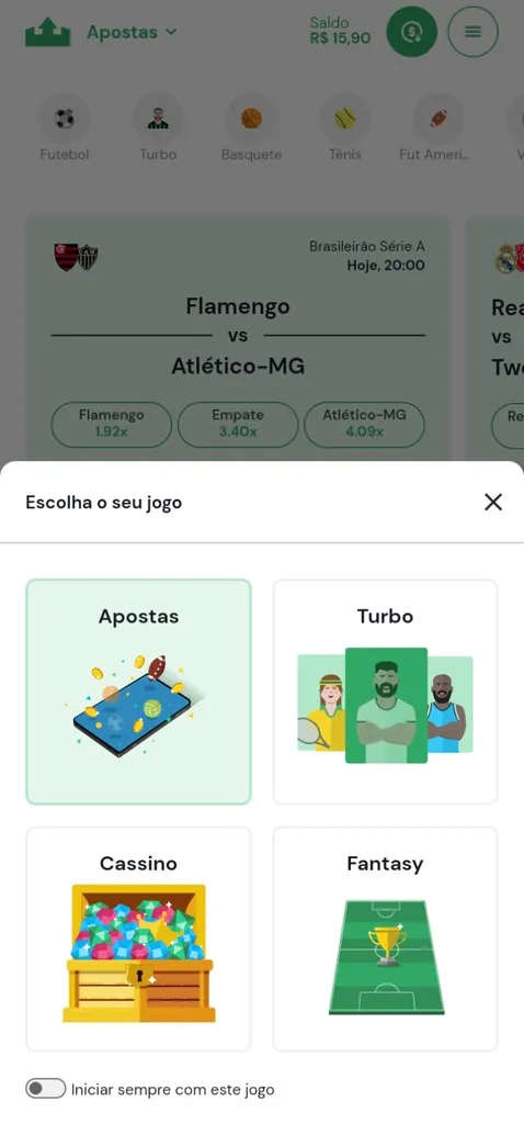 Tela do Rei do Pitaco na seleção de jogos